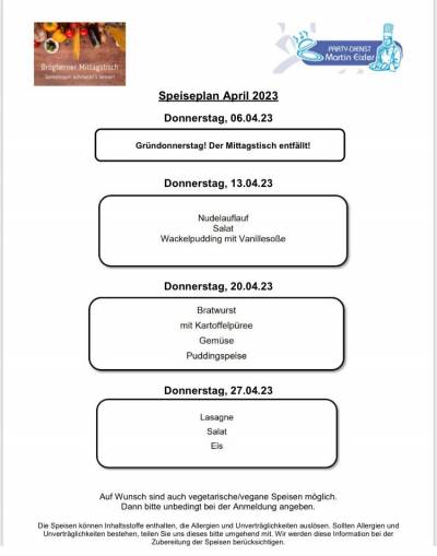 Speiseplan April 2023
